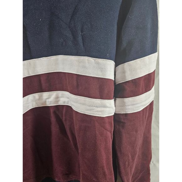 Colours Alexander Julian Hood Sweatshirt Mens L Blue maroon Long Sleeve Pullover - Picture 2 of 7